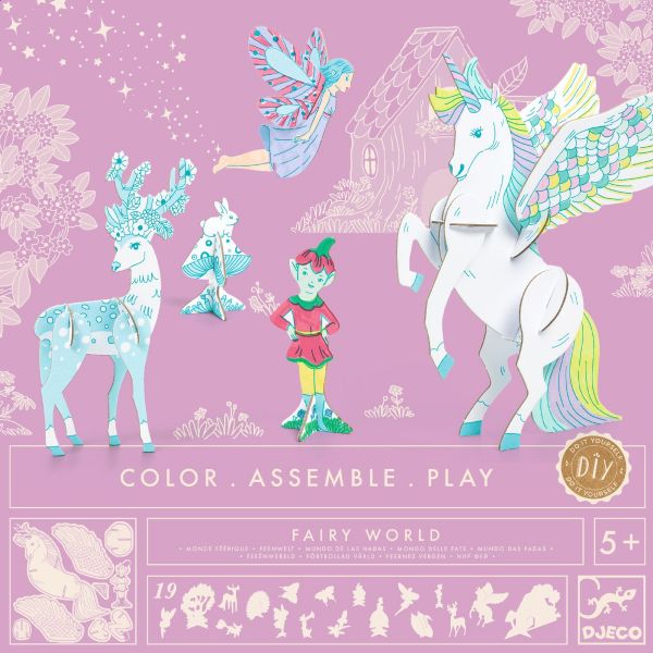 Комплект сглоби, оцвети и играй Fairy world. Възраст: +5 год. /DJ08008 /, “Djeco“