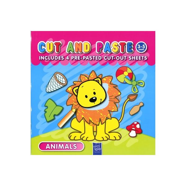 CUT AND PASTE: ANIMALS. Includes 4 pre-pasted cu