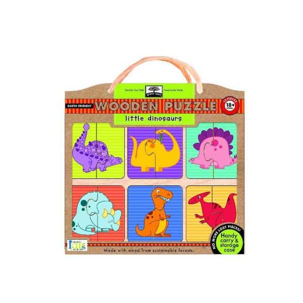 WOODEN PUZZLE: Little Dinosaurs  (12 Pieces)