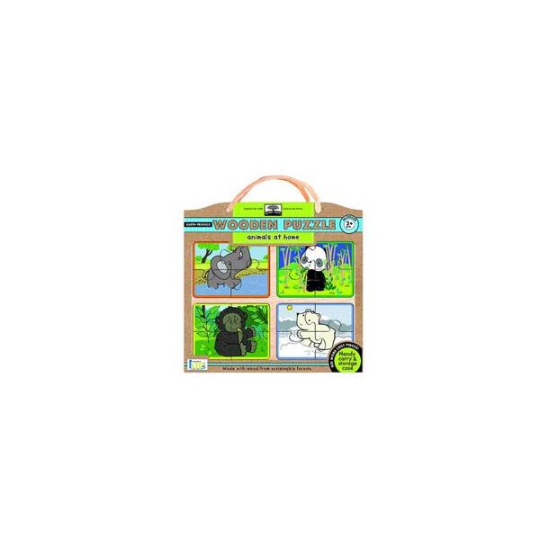 ANIMALS AT HOME: Green Start Wooden Puzzles, 12