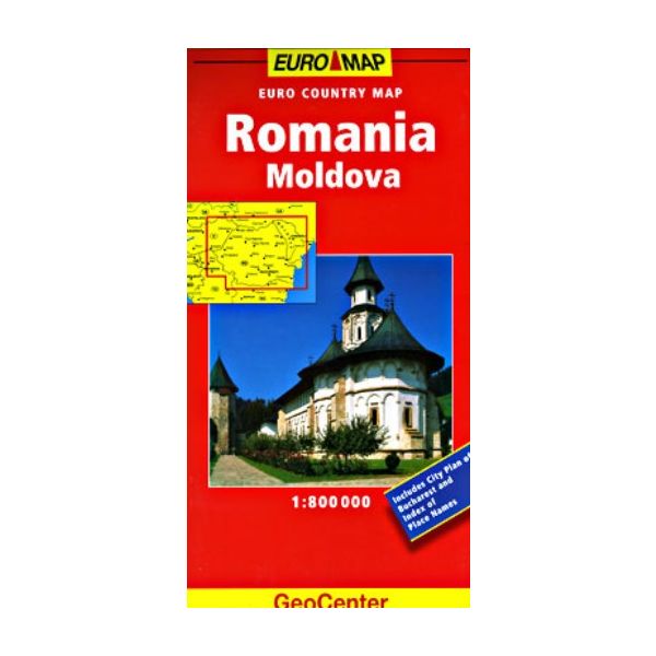 ROMANIA, MOLDOVA: GeoCenter Country Map. /1:800