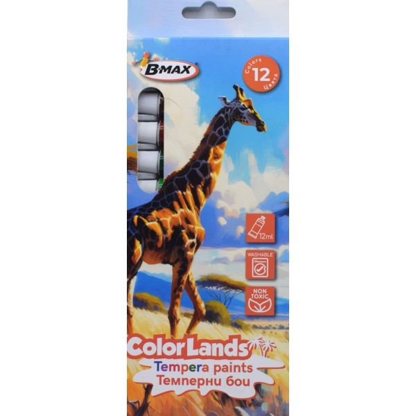 Бои в тубички B-Max Color Lands, 12 цвята x 12 ml