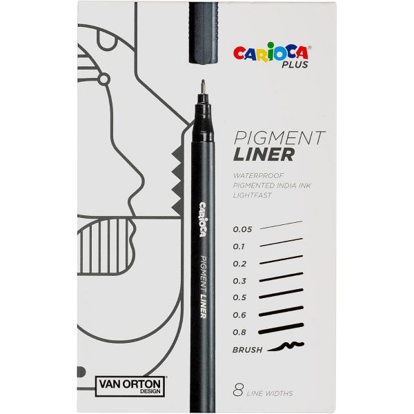 CARIOCA PLUS Pigment Liner: VAN ORTON, тънкописци 8 вида, 0.05 - 0.8 mm