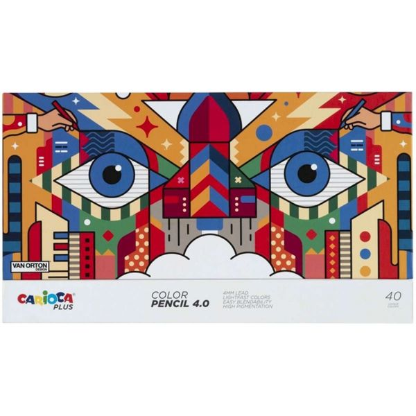 CARIOCA PLUS: VAN ORTON Hexagon, Комплект цветни моливи 4.0 mm, 40 цвята
