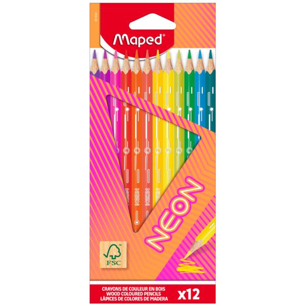 Цветни моливи Maped Color Peps Neon, 12 цвята