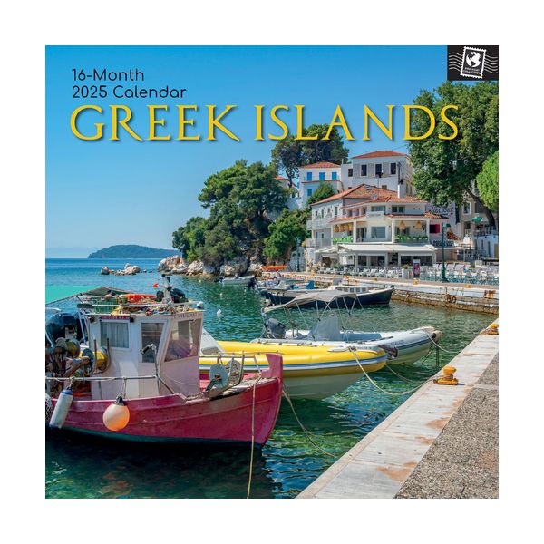 Greek Islands 16-Month Square Wall Calendar 2025.