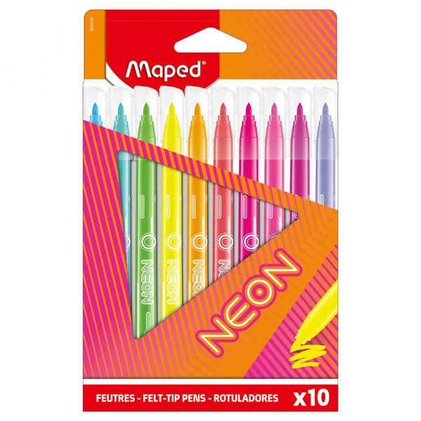 Комплект цветни флумастери Maped Color Peps Neon, 10 цвята