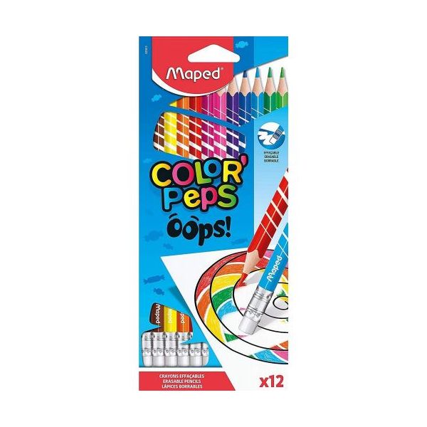 Моливи Цветни: Мапед COLOR PEPS OOPS изтриваеми 12 цвята