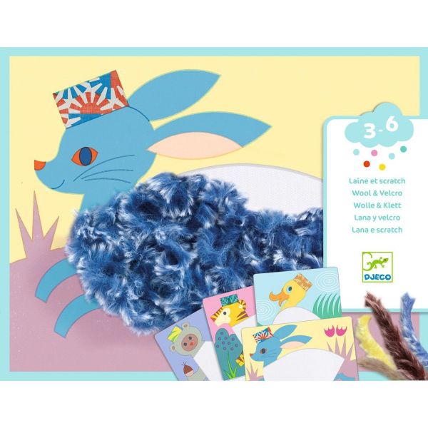 Комплект направи картини с вълна и велкро животни с шапки. Възраст: 3-6. /DJ09127/