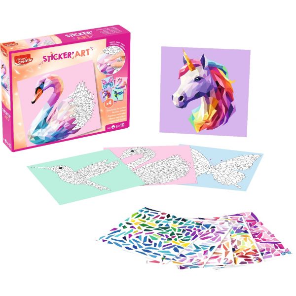 Maped Creativ Sticker`Art: Геометрини стикери грациозни животни. 3+