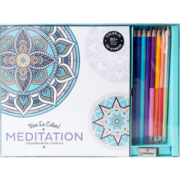 MEDITATION. “Vive le Color!“: Coloring Book and Pencils