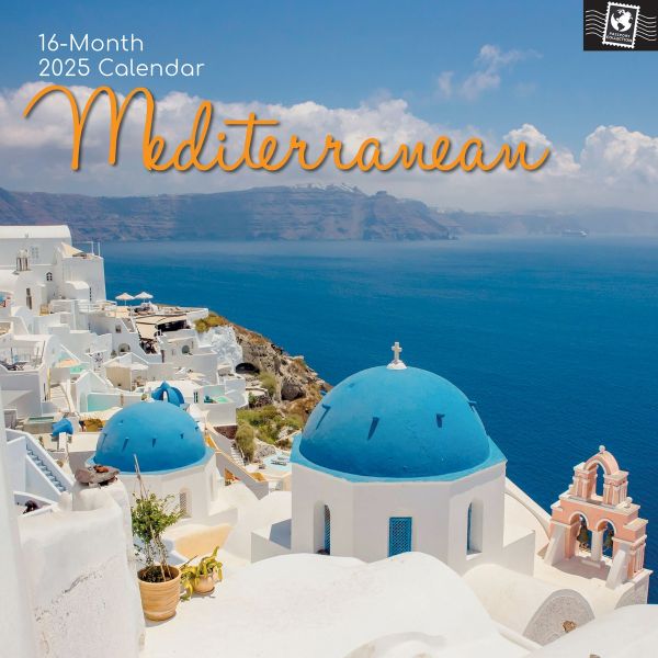 Mediterranean 16-Month Square Wall Calendar 2025