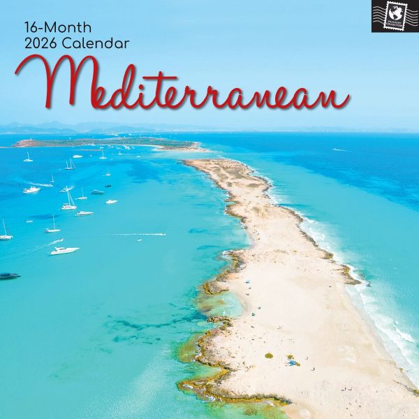 Mediterranean. 16-Month Square Wall Calendar 2026