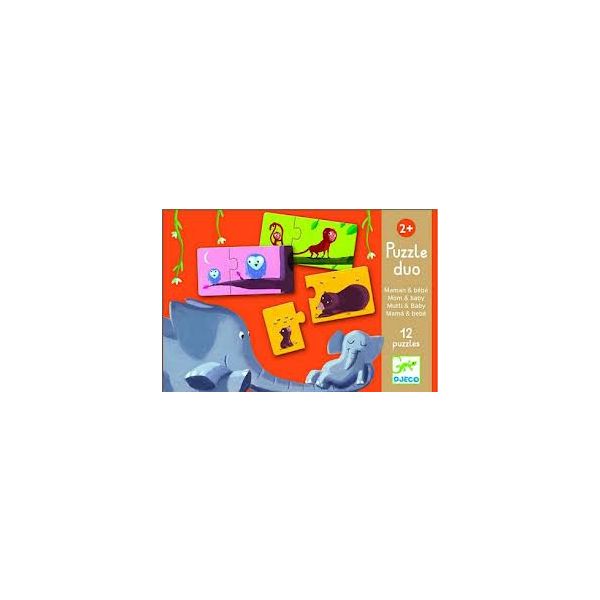 Пъзел Mom and Baby. 12 пъзела от по 2 части. Възраст: +2 год. /DJ08157/, “Djeco“