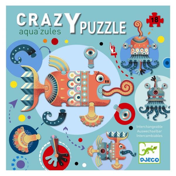 Пъзел Гигант Crazy Puzzle Aqua`zules. 18 части. Възраст: +3 год. /DJ07125/, “Djeco“
