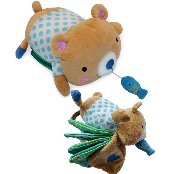 Мече с играчка. Мека шумоляща жужаща книга