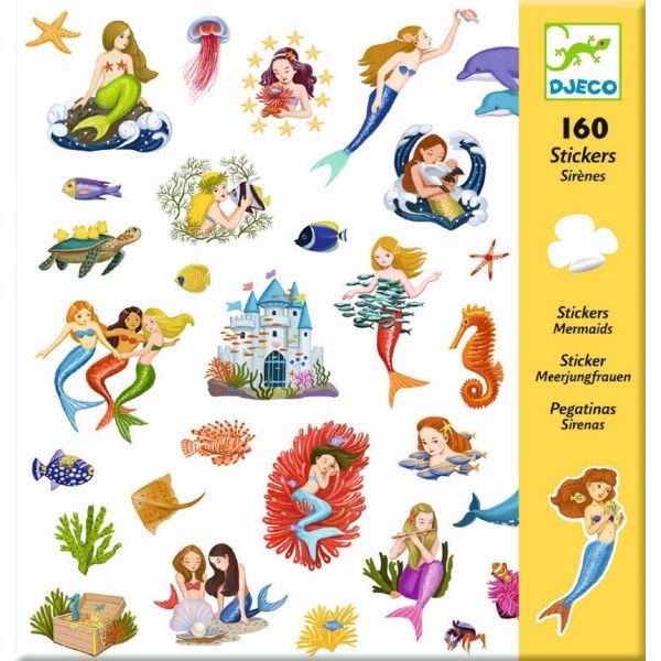 Стикери Mermaids 160 бр. Възраст: 4-8 год. /DJ08885/, “Djeco“