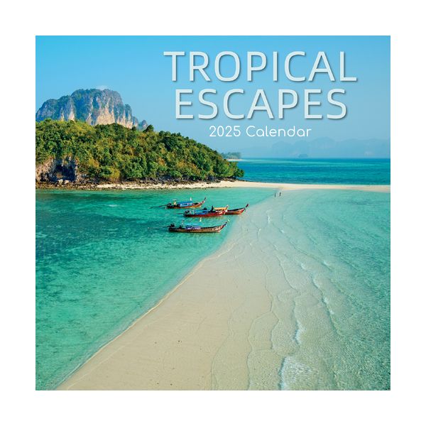 Tropical Escapes 16-Month Square Wall Calendar 2025