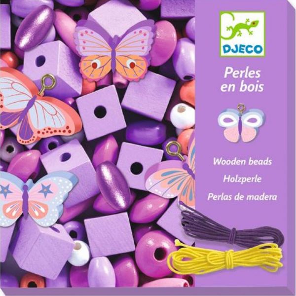 Игра създай бижута Wooden Beads Butterflies. Възраст: 4-8 год. /DJ09810/, “Djeco“