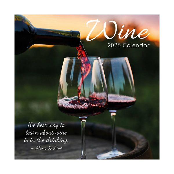 Wine 16-Month Square Wall Calendar 2025
