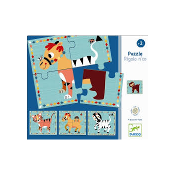 Пъзел дървен Animals. 4 части. Възраст: 2+ год.