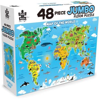 48-PIECE JUMBO FLOOR PUZZLE WORLD MAP, (Age: 3 - 5 years)