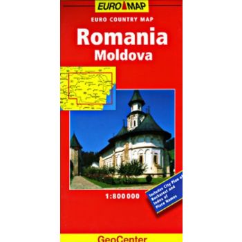ROMANIA, MOLDOVA: GeoCenter Country Map. /1:800