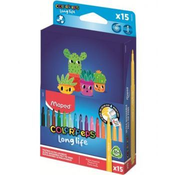 Флумастери Maped Color Peps Long Life, 15 цвята