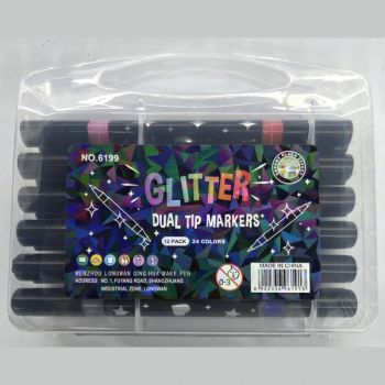 Glitter маркери 24 цвята двувърхи РР кутия