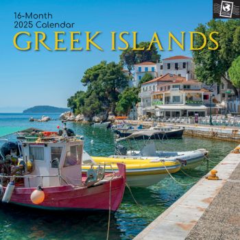 Greek Islands 16-Month Square Wall Calendar 2025.