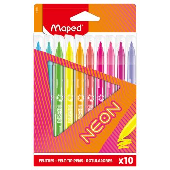 Комплект цветни флумастери Maped Color Peps Neon, 10 цвята