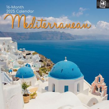Mediterranean 16-Month Square Wall Calendar 2025