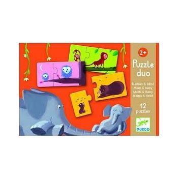 Пъзел Mom and Baby. 12 пъзела от по 2 части. Възраст: +2 год. /DJ08157/, “Djeco“