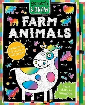 SCRATCH AND DRAW: Farm animals- Scratch Art Activity Book