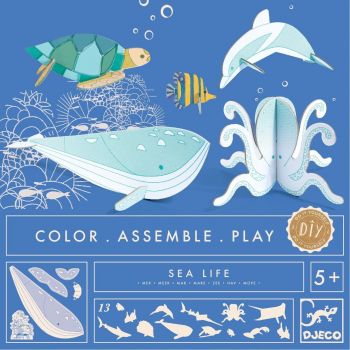 Комплект сглоби, оцвети и играй морски свят.Възраст: +5 год. /DJ08002/
