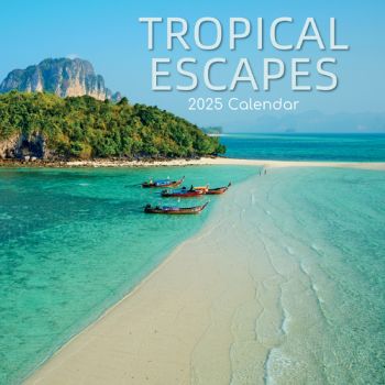 Tropical Escapes 16-Month Square Wall Calendar 2025